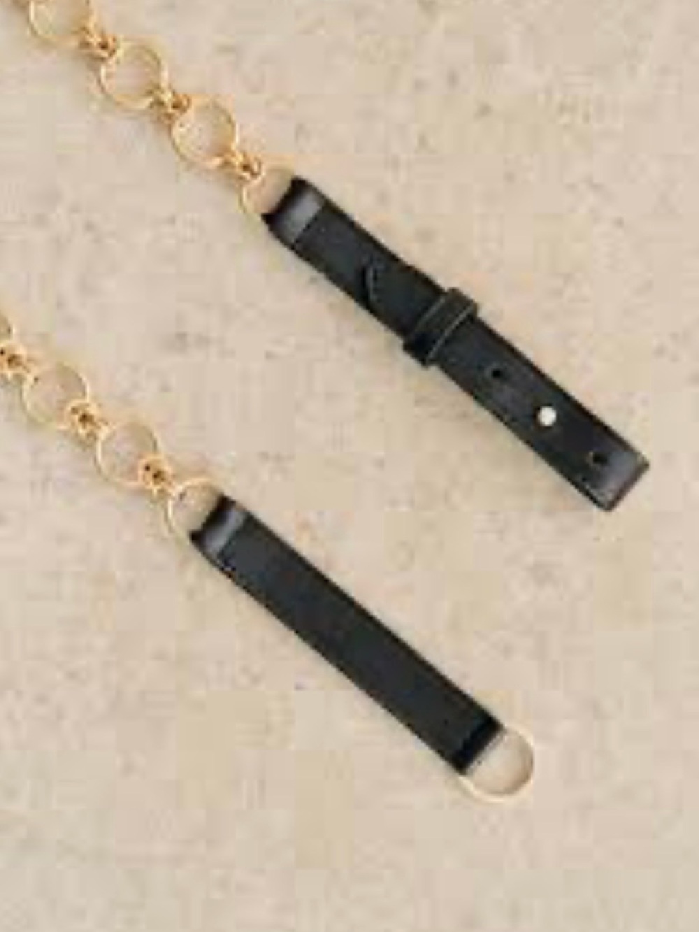 Sezane Gold Chain Strap with Black Leather Accents